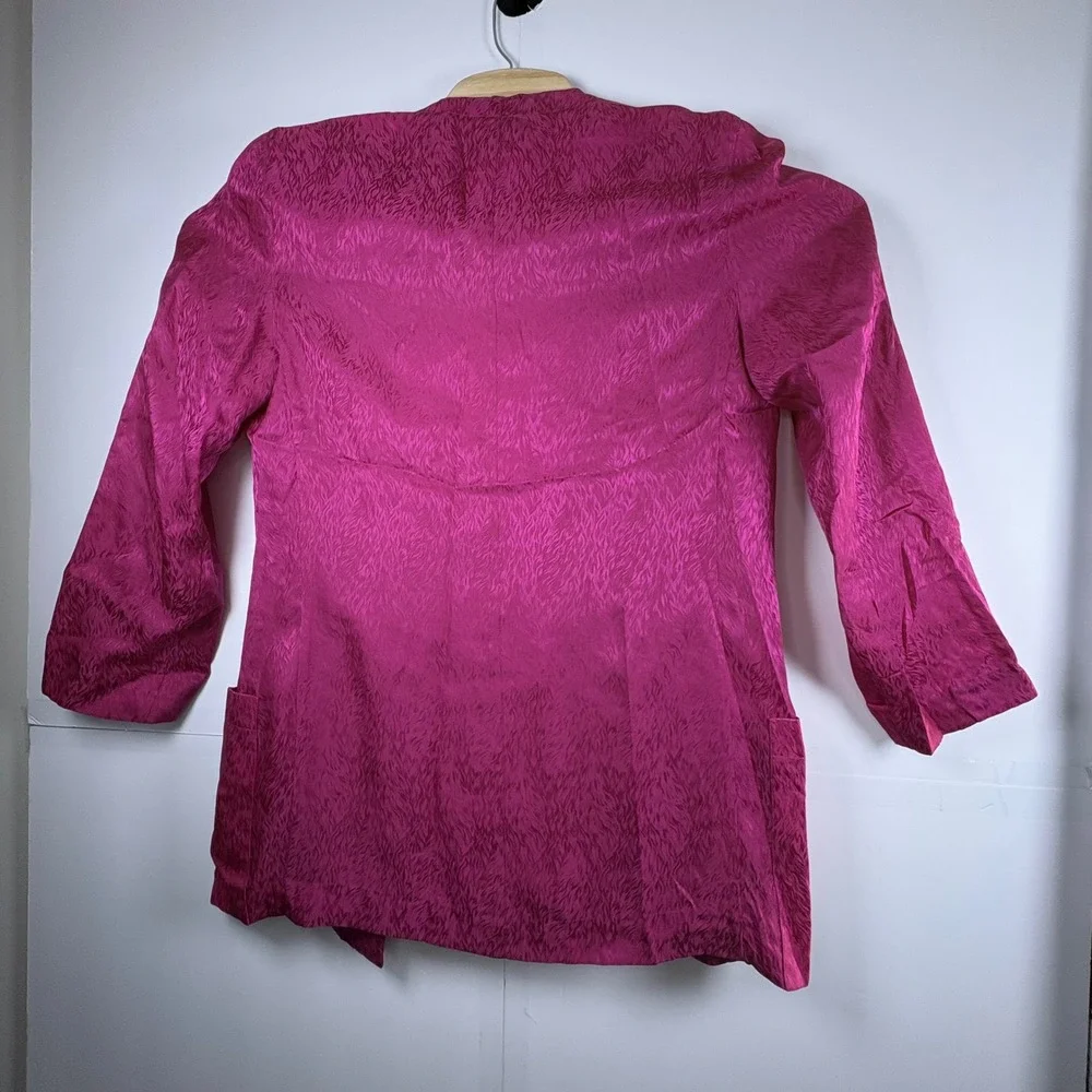 Vintage Christian Dior Separates Paris New York Silk Open Front Blazer 1980s Sz8